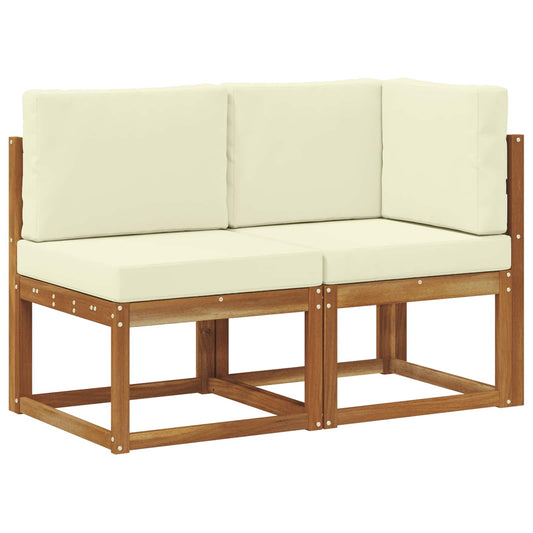 Outdoor Middle and Corner Sofa 2 Piece Natural and Cream