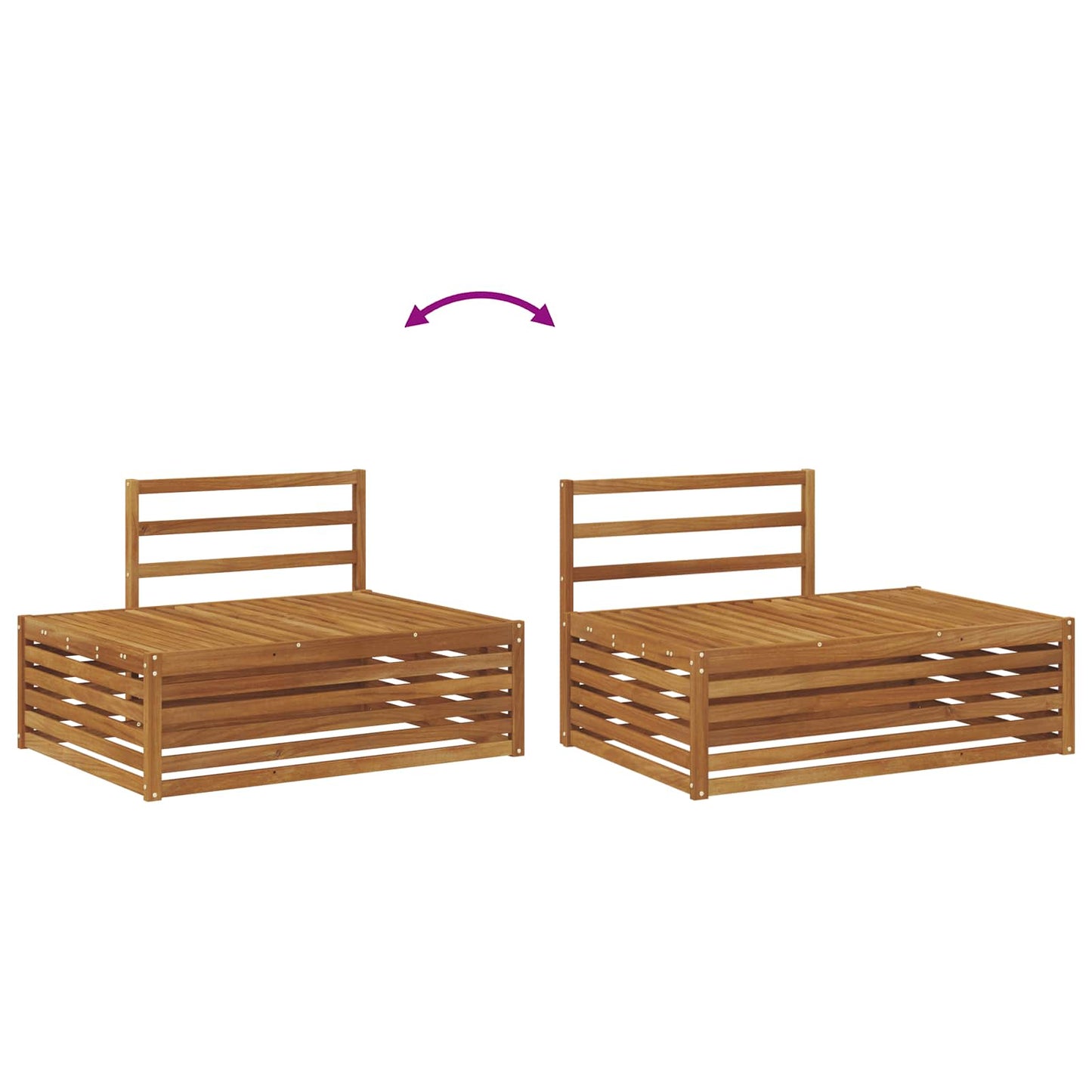 Outdoor End sofa Natural 115 x 83 x 73 cm Solid Acacia Wood