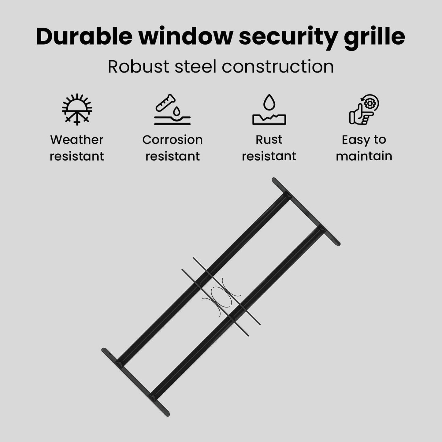 Window Grille 76 x 30 cm Powder-Coated Steel Black
