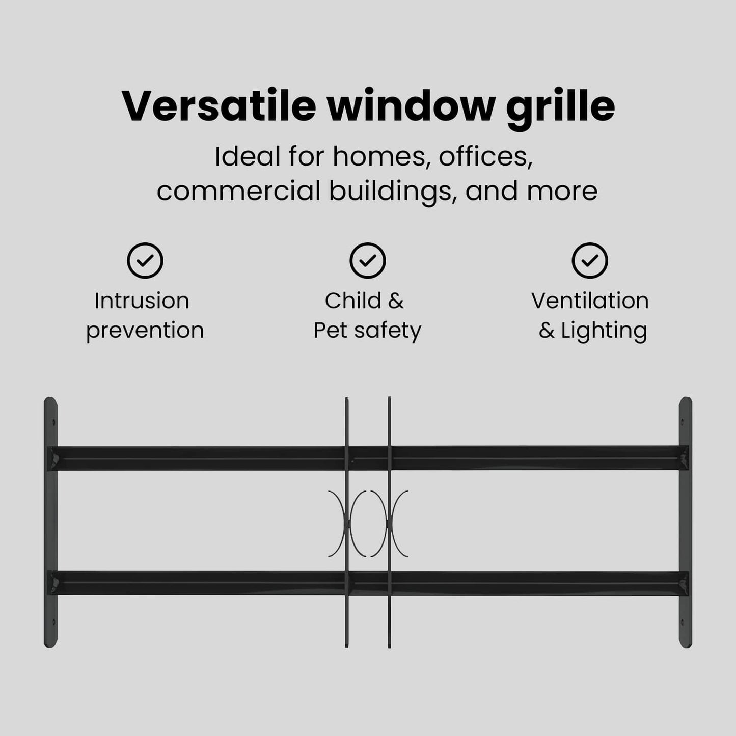 Window Grille 76 x 30 cm Powder-Coated Steel Black