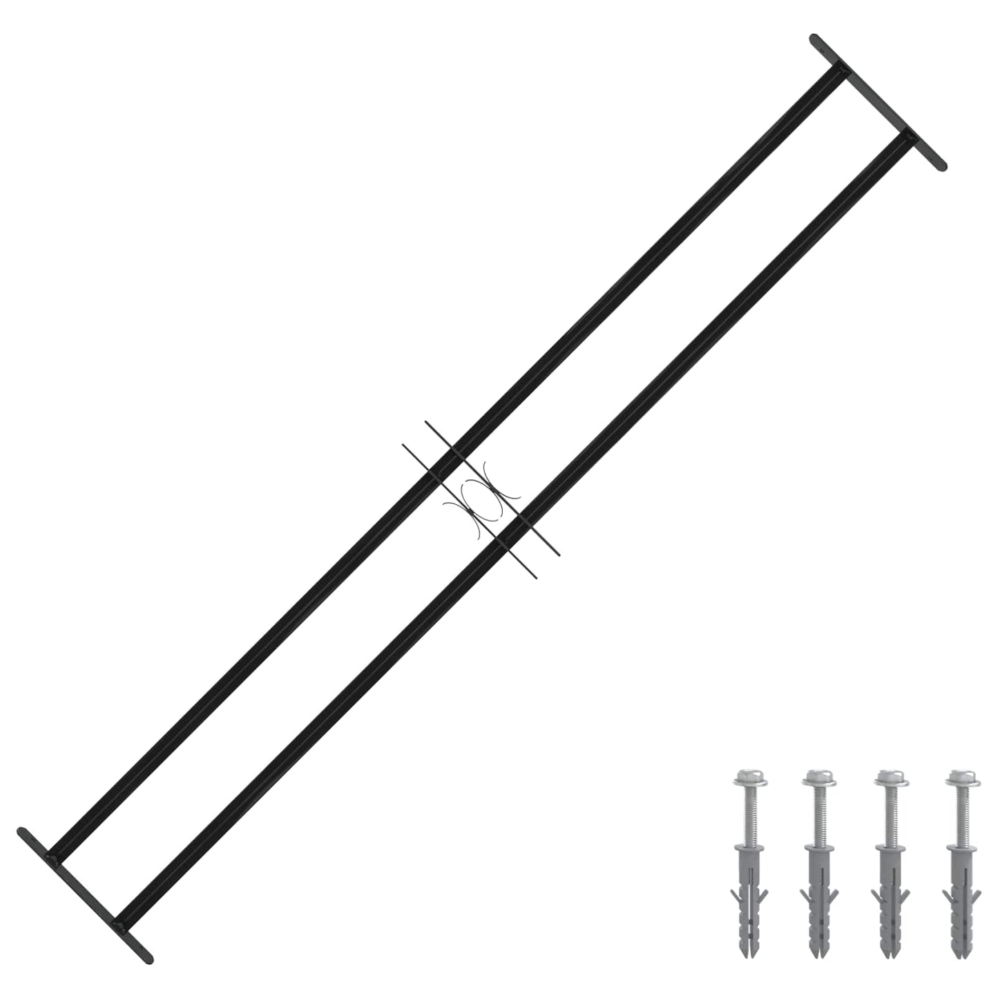 Window Grille 176 x 30 cm Powder-Coated Steel Black