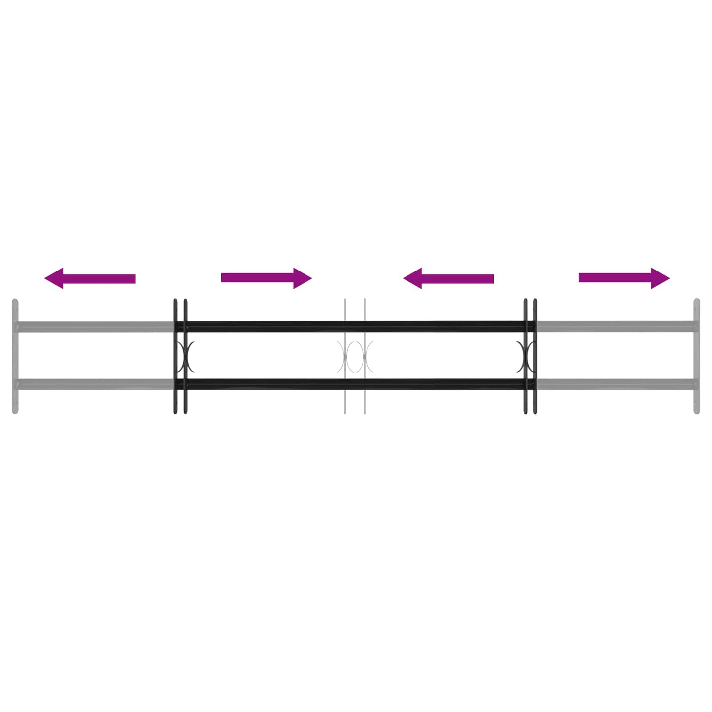 Window Grille 176 x 30 cm Powder-Coated Steel Black