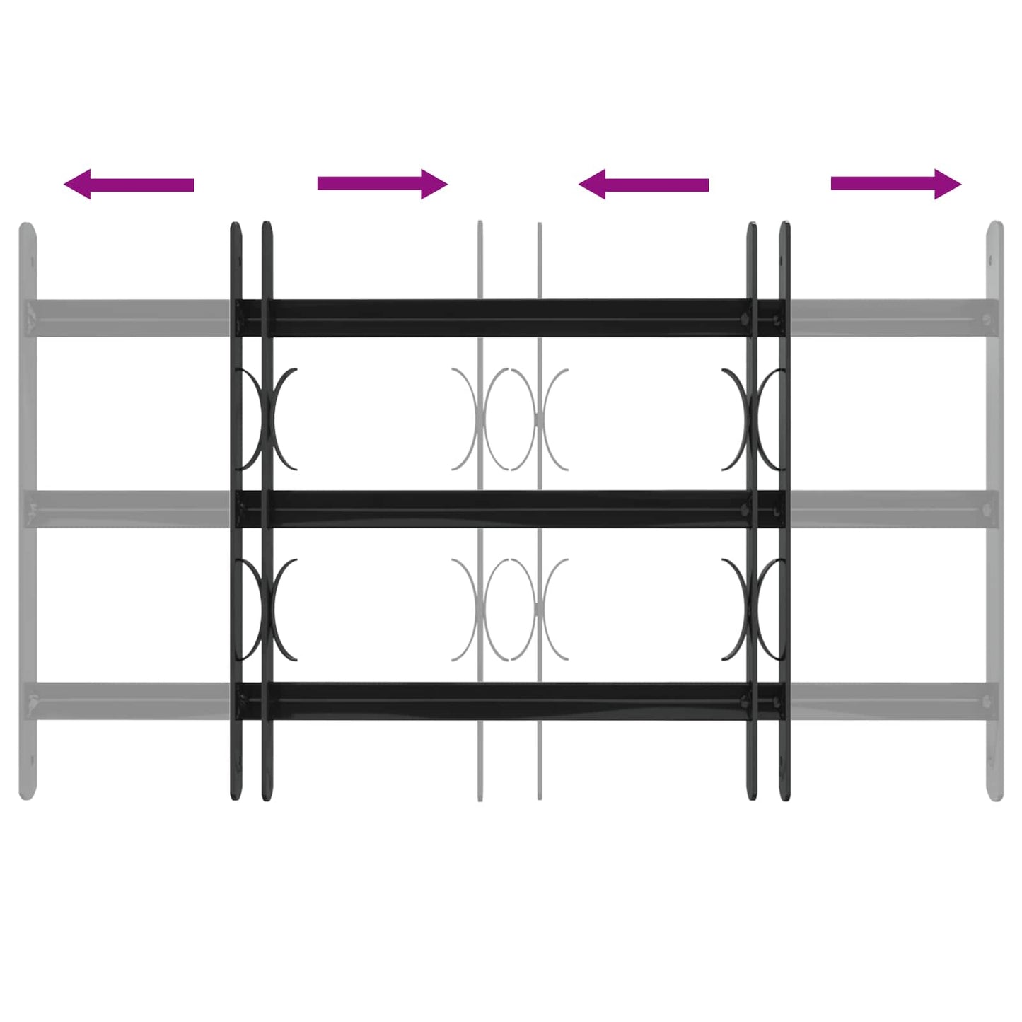 Window Grille 75.5 x 45 cm Powder-Coated Steel Black