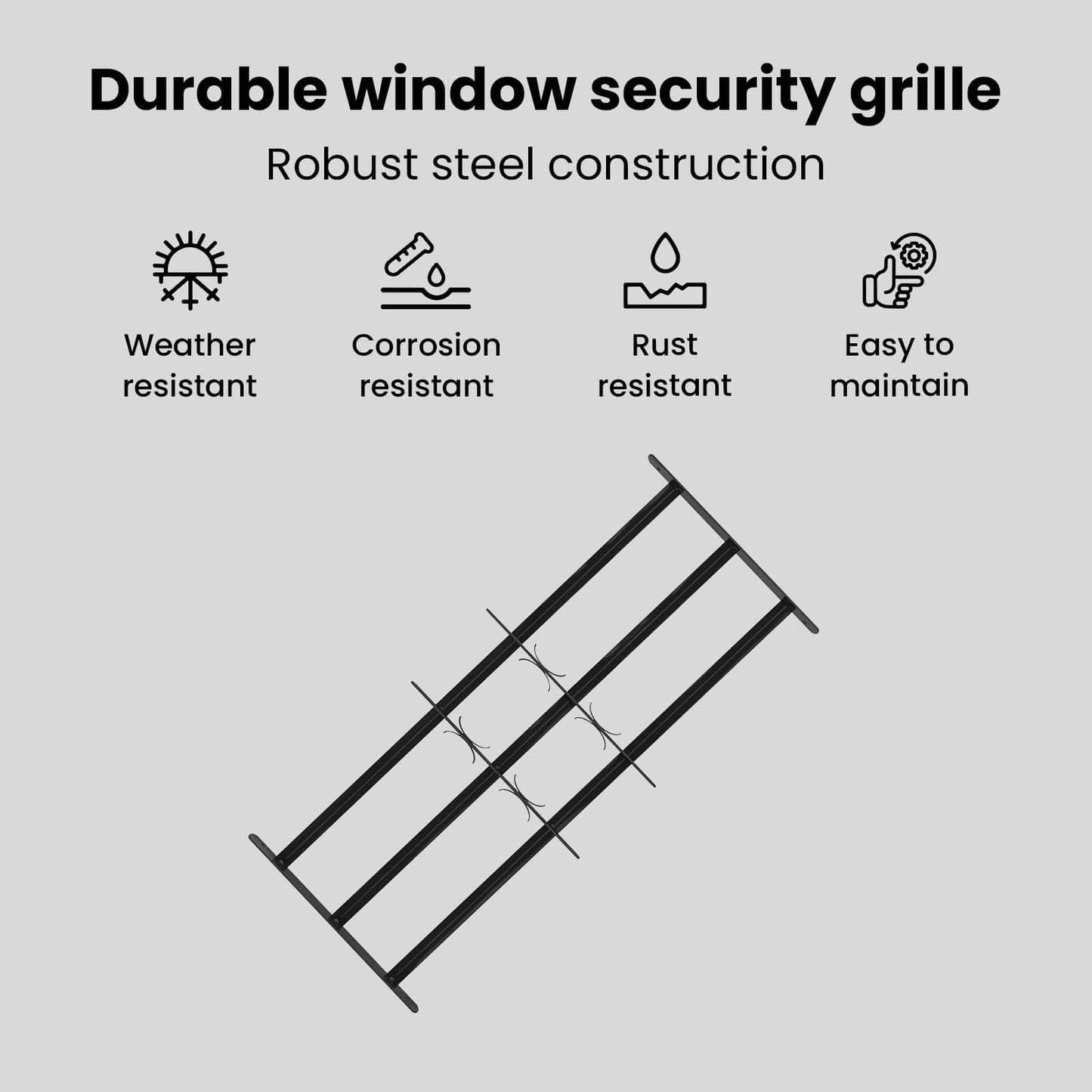 Window Grille 116 x 45 cm Powder-Coated Steel Black