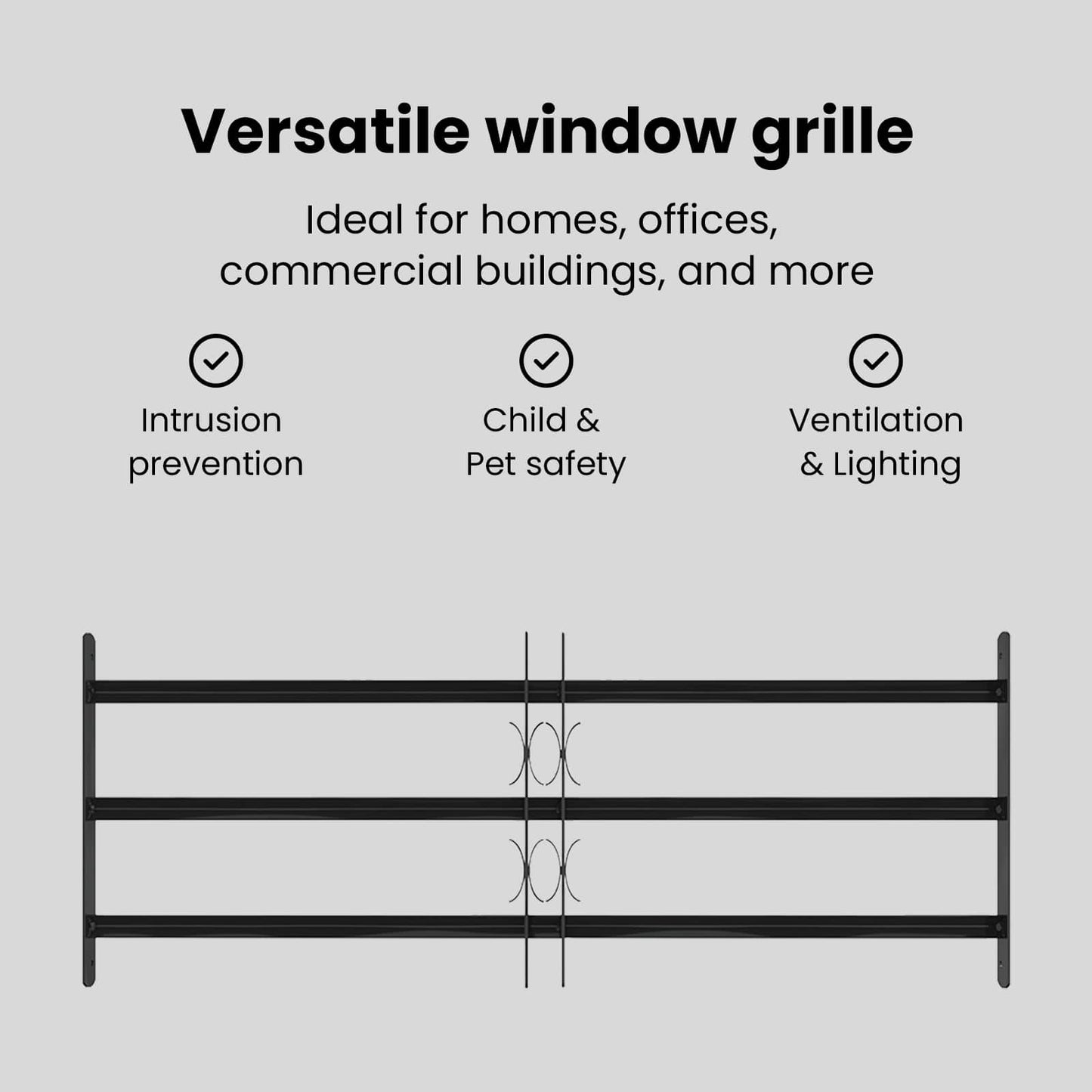 Window Grille 116 x 45 cm Powder-Coated Steel Black