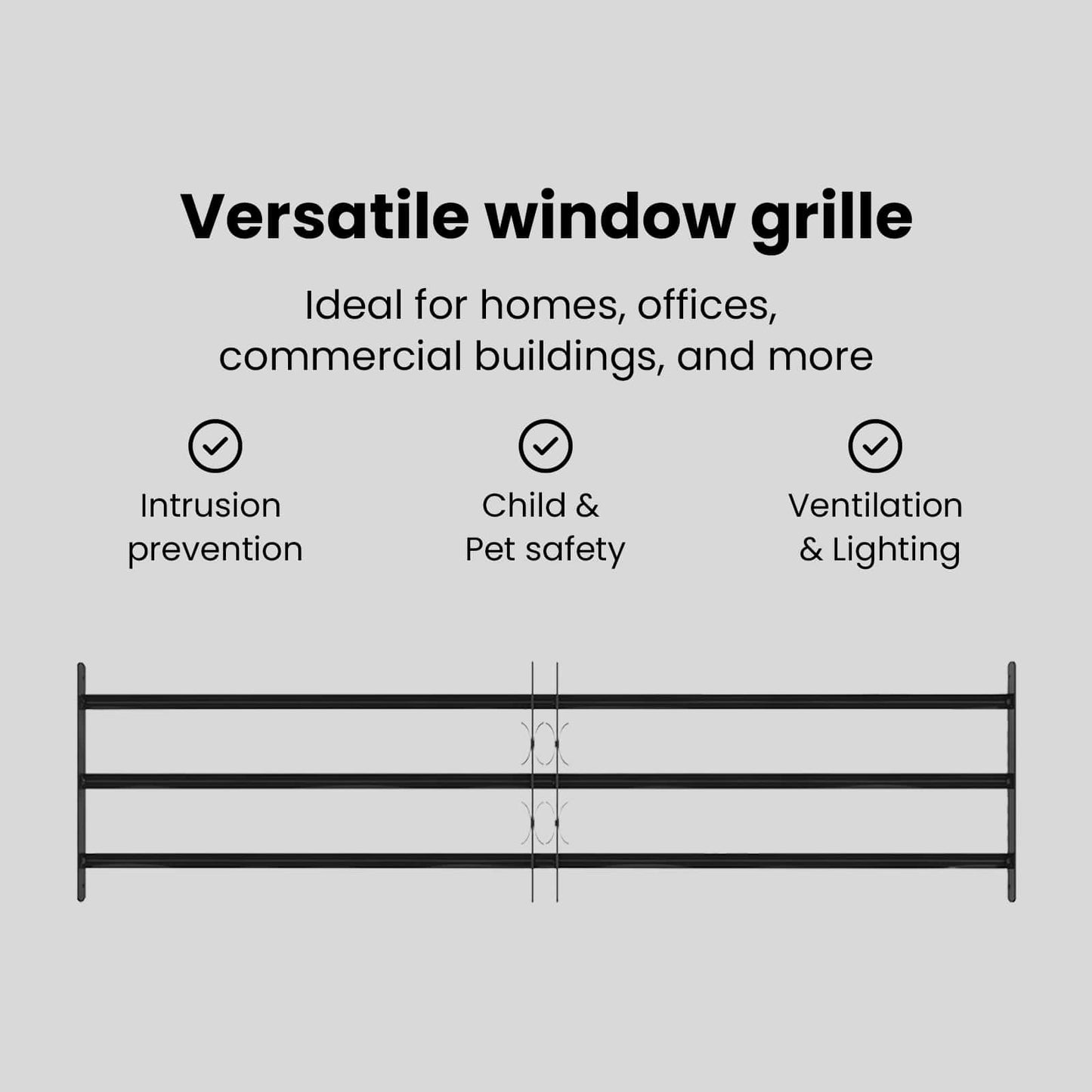 Window Grille 174 x 45 cm Powder-Coated Steel Black