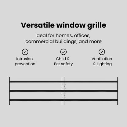 Window Grille 174 x 45 cm Powder-Coated Steel Black