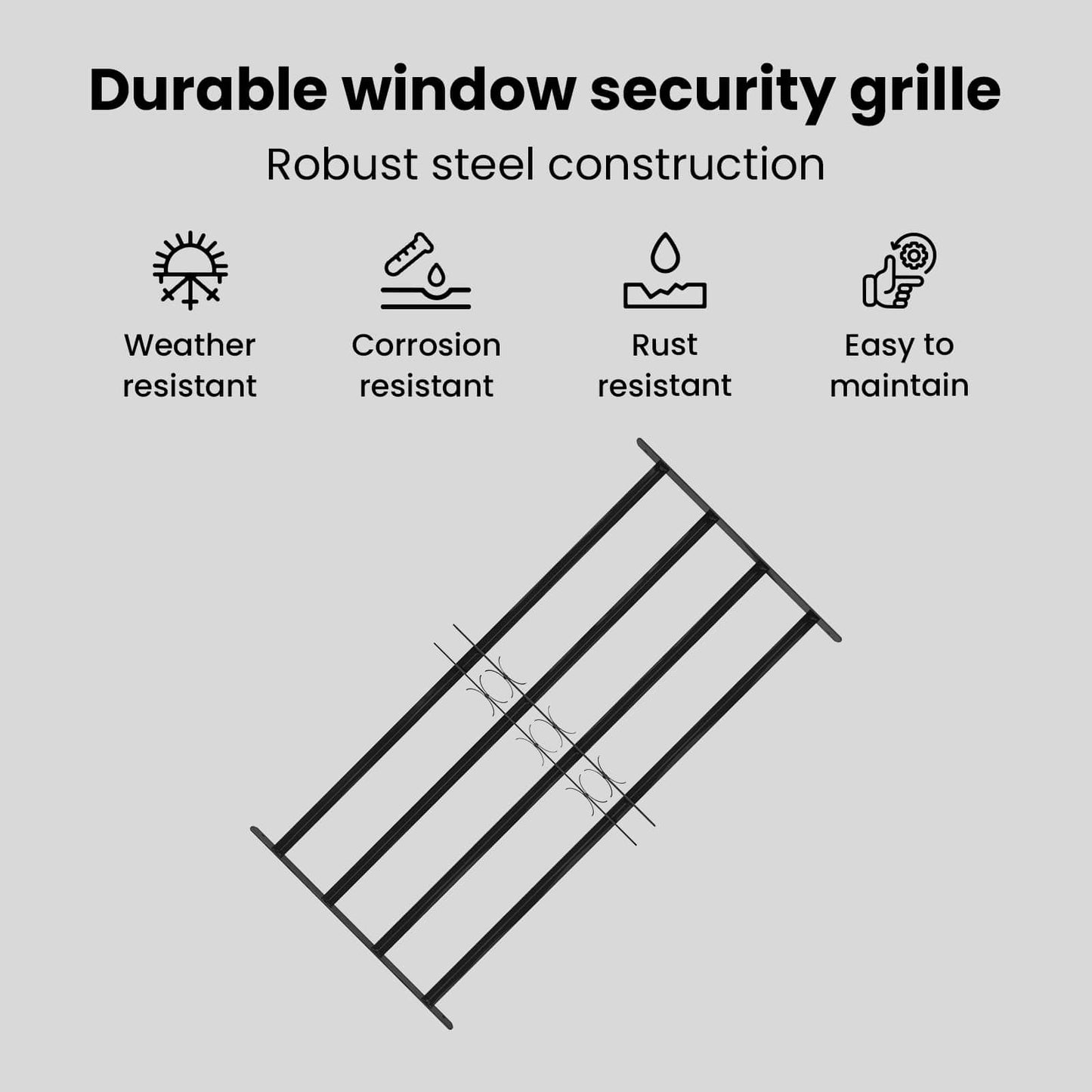 Window Grille 115 x 60 cm Powder-Coated Steel Black