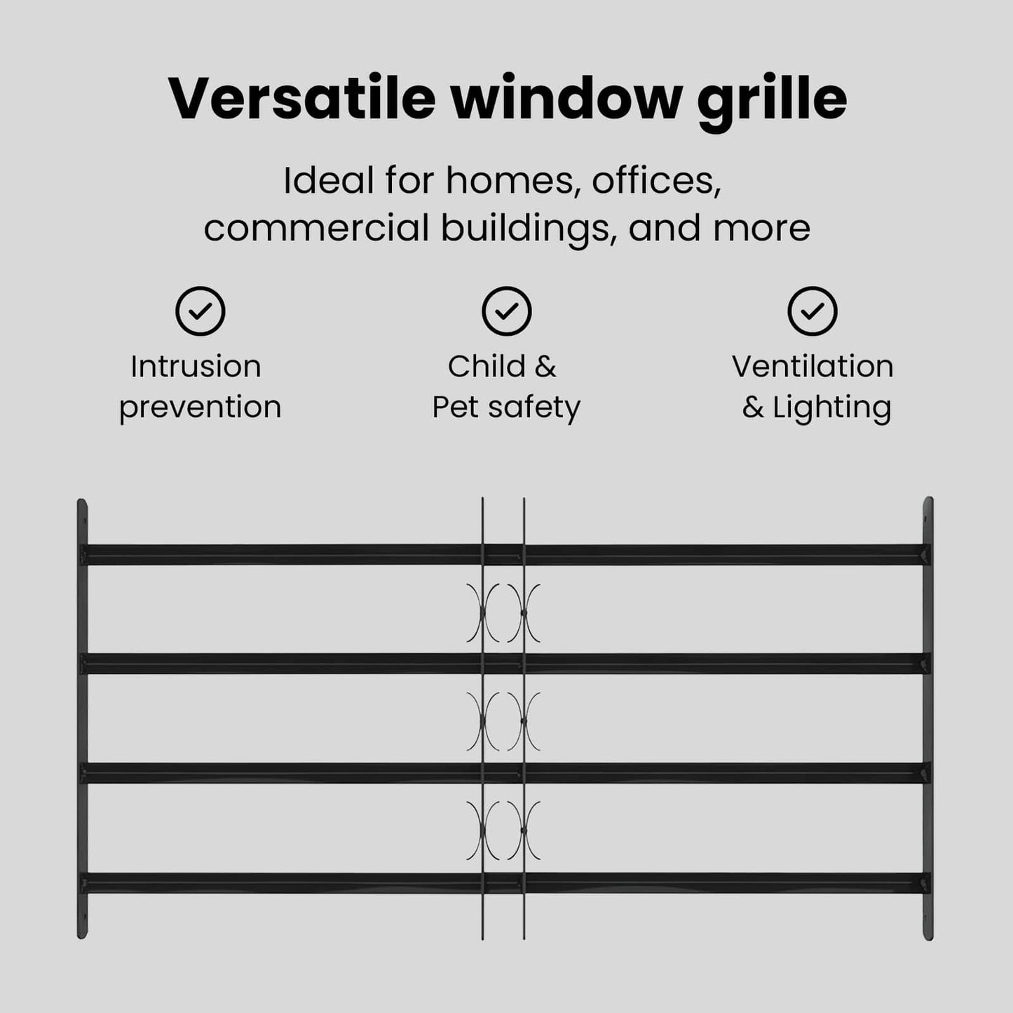 Window Grille 115 x 60 cm Powder-Coated Steel Black