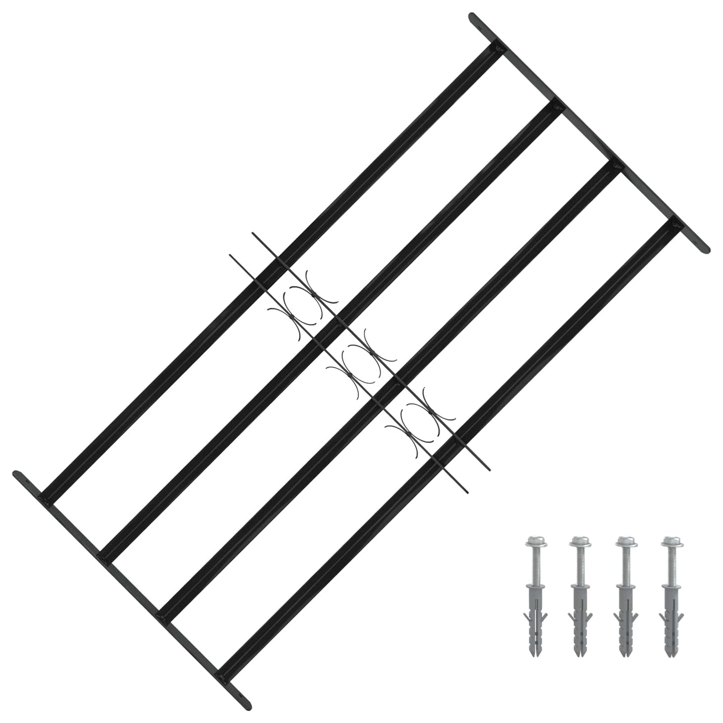 Window Grille 115 x 60 cm Powder-Coated Steel Black