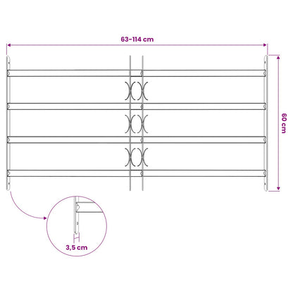 Window Grille 115 x 60 cm Powder-Coated Steel Black