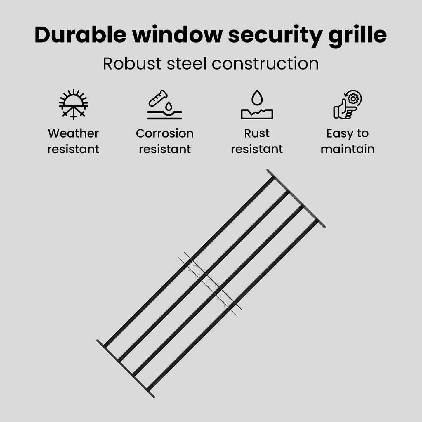 Window Grille 175 x 60 cm Powder-Coated Steel Black