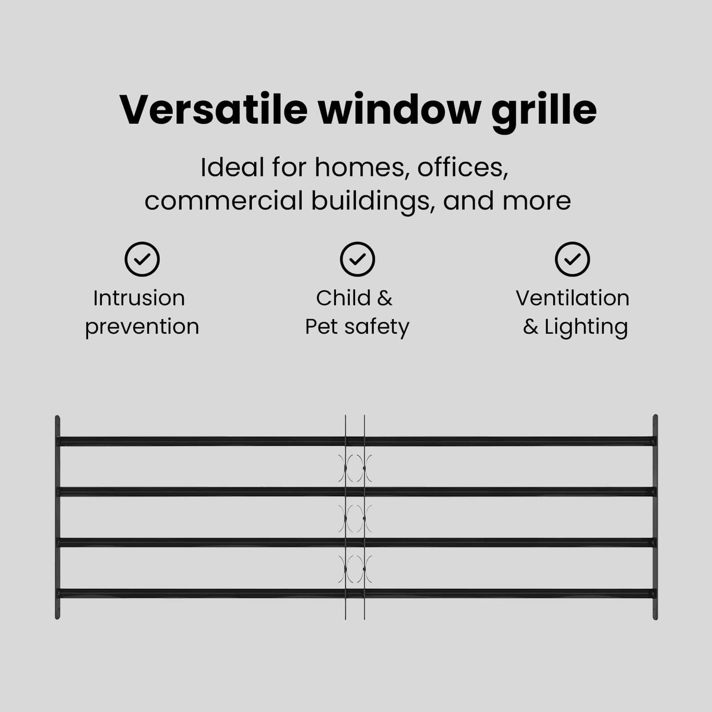 Window Grille 175 x 60 cm Powder-Coated Steel Black