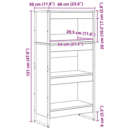 Book Cabinet Black Oak 60 x 30 x 121 cm Engineered Wood