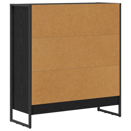 Book Cabinet Black Oak 80 x 30 x 86.5 cm Engineered Wood