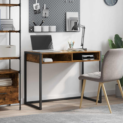 Desk with Storage Smoke Oak 100 x 50 x 75 cm Engineered Wood