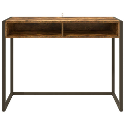 Desk with Storage Smoke Oak 100 x 50 x 75 cm Engineered Wood