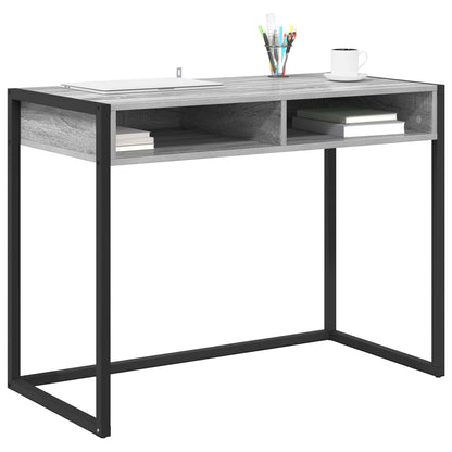 Desk with Storage Grey Sonoma 100 x 50 x 75 cm Engineered Wood