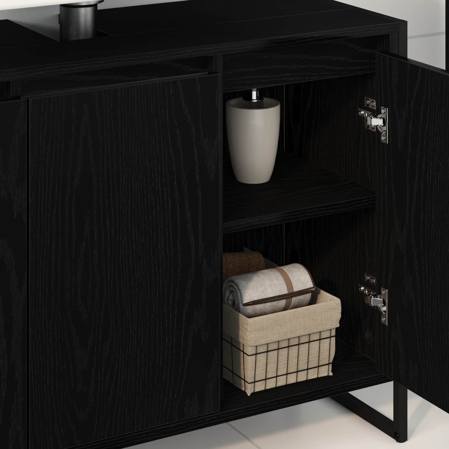 Bathroom Cabinet Black Oak 90 x 30 x 60 cm Engineered Wood