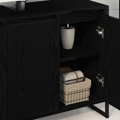 Bathroom Cabinet Black Oak 90 x 30 x 60 cm Engineered Wood