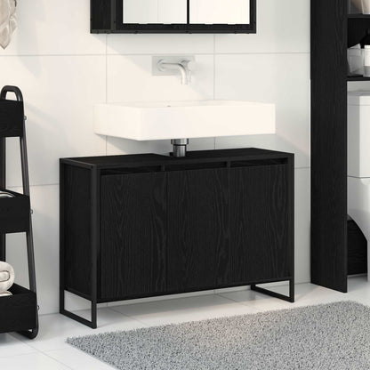 Bathroom Cabinet Black Oak 90 x 30 x 60 cm Engineered Wood