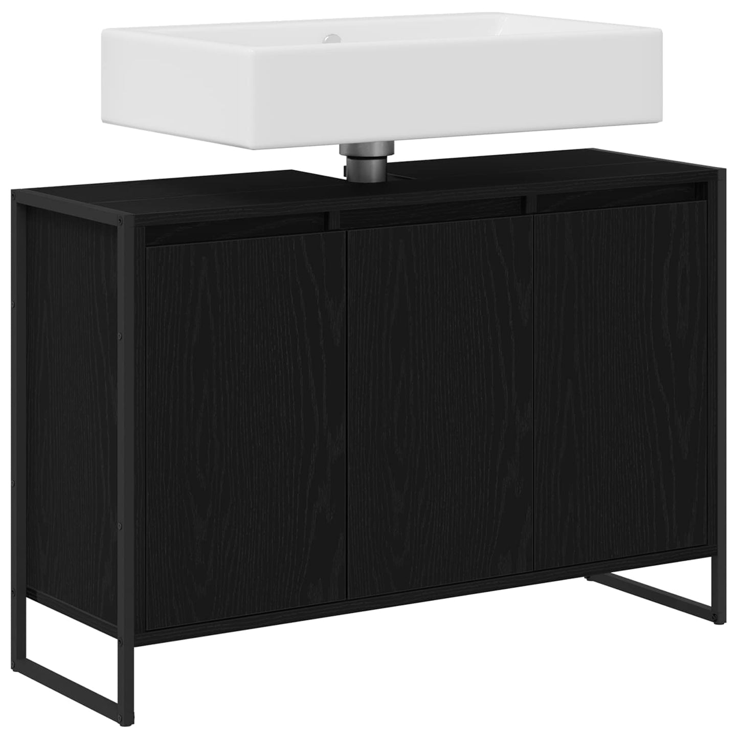 Bathroom Cabinet Black Oak 90 x 30 x 60 cm Engineered Wood