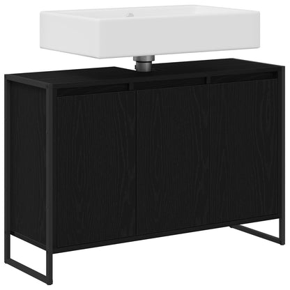 Bathroom Cabinet Black Oak 90 x 30 x 60 cm Engineered Wood