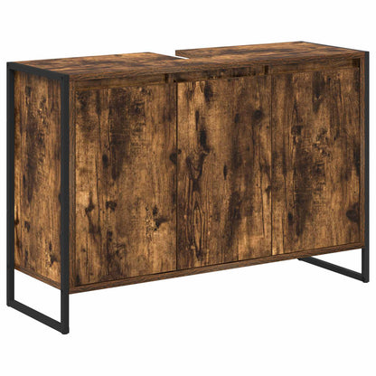 Bathroom Cabinet Smoke Oak 90 x 30 x 60 cm Engineered Wood