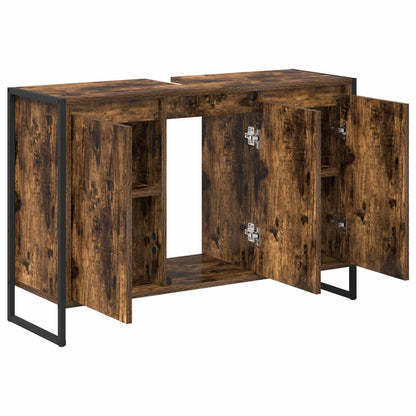 Bathroom Cabinet Smoke Oak 90 x 30 x 60 cm Engineered Wood