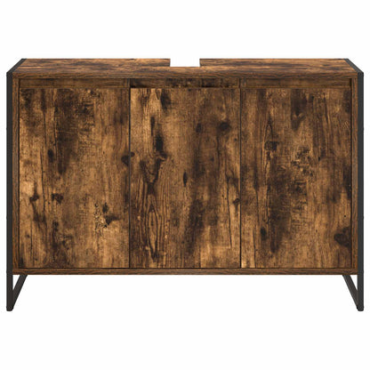 Bathroom Cabinet Smoke Oak 90 x 30 x 60 cm Engineered Wood
