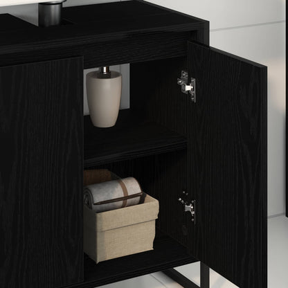 Bathroom Cabinet Black Oak 60 x 30 x 60 cm Engineered Wood