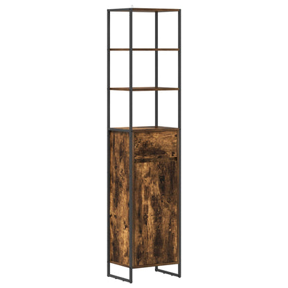 Bathroom Cabinet Smoke Oak 40 x 30 x 180 cm Engineered Wood
