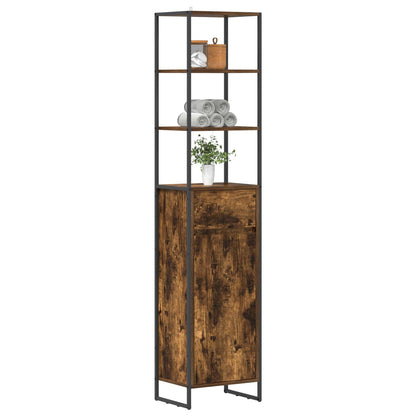 Bathroom Cabinet Smoke Oak 40 x 30 x 180 cm Engineered Wood