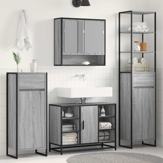 Bathroom Cabinet Grey Sonoma 40 x 30 x 180 cm Engineered Wood