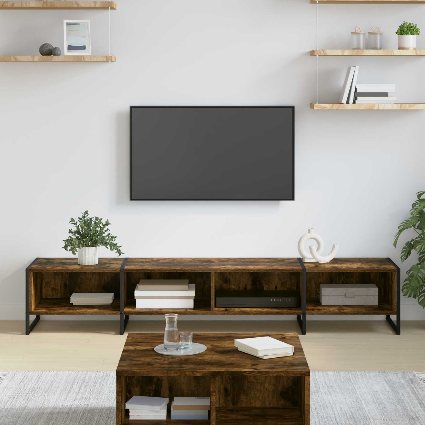 TV Cabinet 170.5 x 36 x 30.5 cm Smoke Oak Engineered Wood
