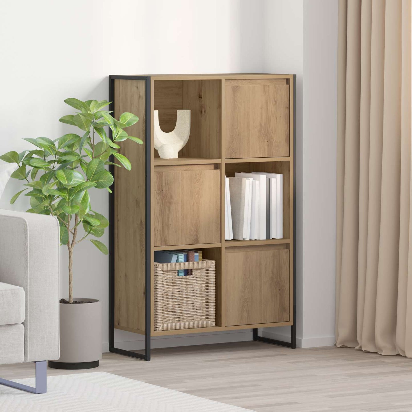 Book Cabinet 68 x 30 x 108.5 cm Engineered Wood Artisian Oak