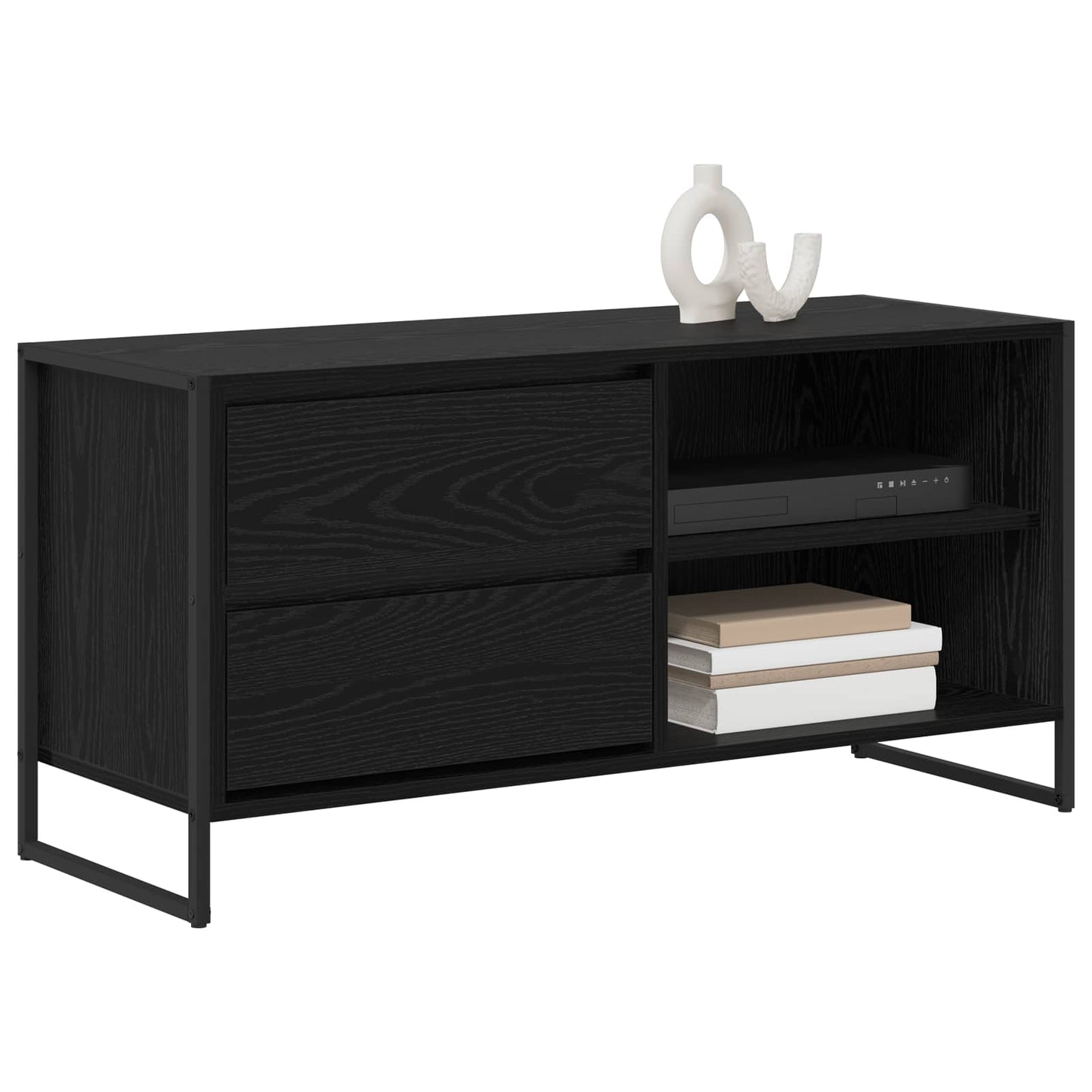 TV Cabinet Black Oak 100 x 36 x 49.5 cm Engineered Wood