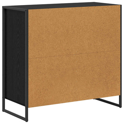 Side Cabinet Black Oak 79 x 36 x 75 cm Engineered Wood