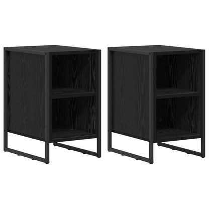 Bedside Table 2 pcs Black Oak 39.5 x 30 x 50 cm Engineered Wood