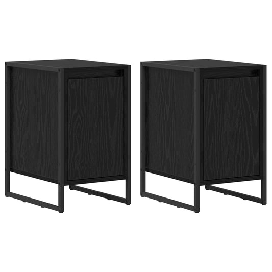 Bedside Table 2 pcs Black Oak 39.5 x 30 x 50 cm Engineered Wood