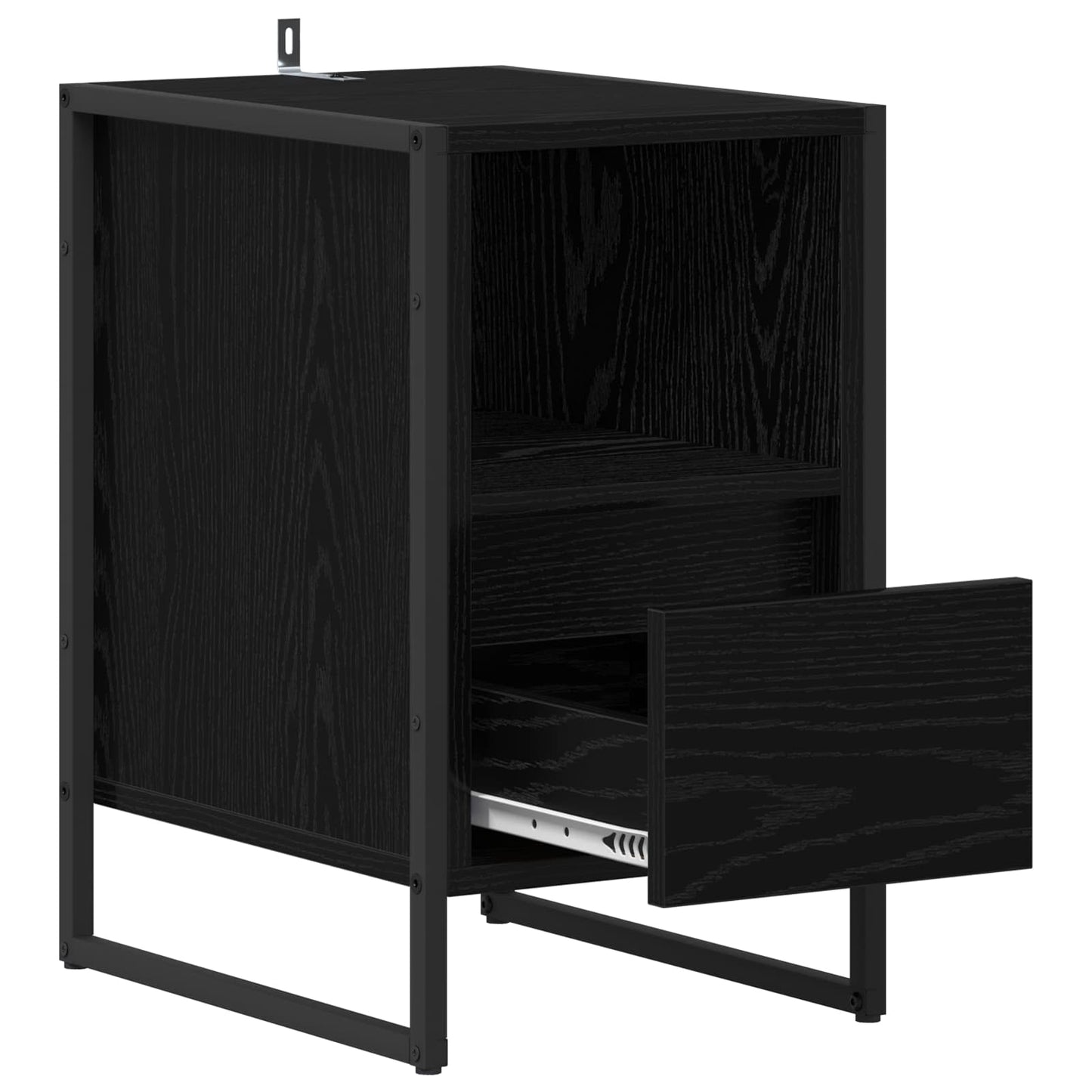 Bedside Table Black Oak 39.5 x 30 x 50 cm Engineered Wood