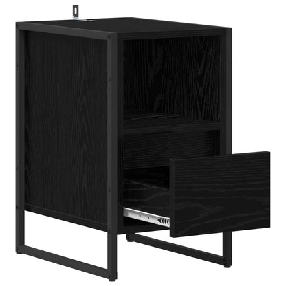 Bedside Table Black Oak 39.5 x 30 x 50 cm Engineered Wood