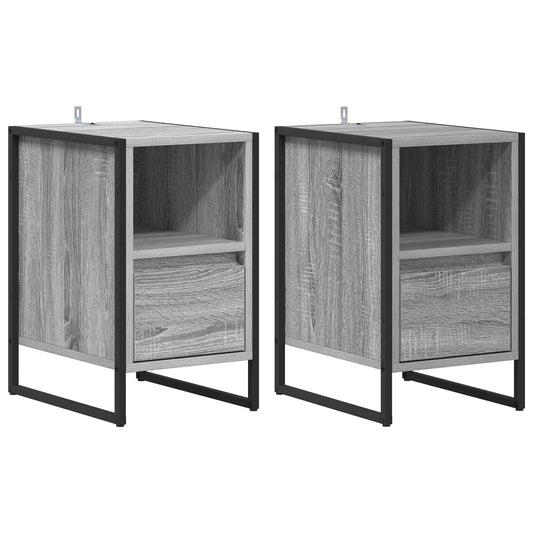 Bedside Table 2 pcs Grey Sonoma 39.5 x 30 x 50 cm