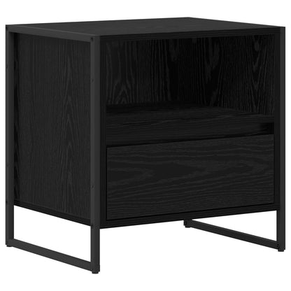 Bedside Table 2 pcs Black Oak 50 x 39.5 x 50 cm Engineered Wood