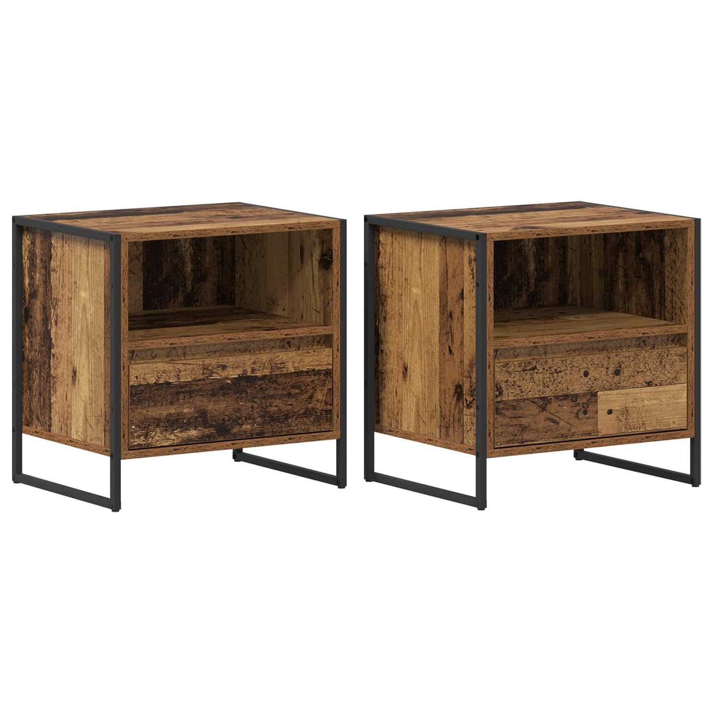 Bedside Table 2 pcs Old Wood 50 x 39.5 x 50 cm Engineered Wood