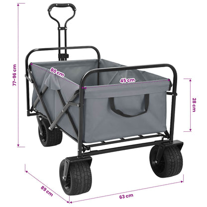 Folding Wagon Grey 89 x 63 x 96 cm Steel and Polyester Oxford