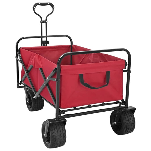 Folding Shopping Trolley with Breaks Red 89 x 63 x 96 cm