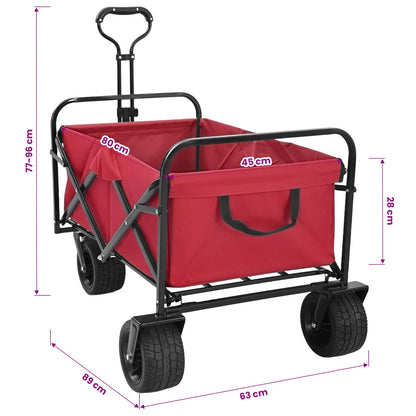 Folding Wagon Red 89 x 63 x 96 cm Steel and Polyester Oxford