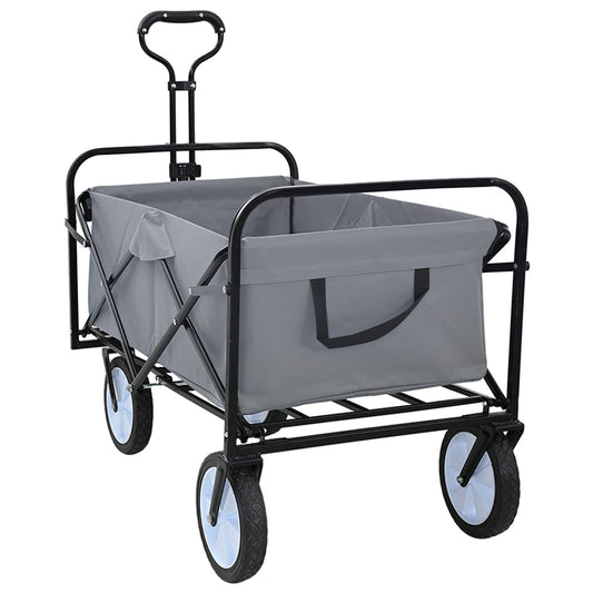 Folding Shopping Trolley with Breaks Grey 94 x 53 x 99 cm