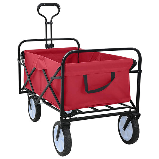 Folding Shopping Trolley with Breaks Manual Red 94 x 53 x 99 cm